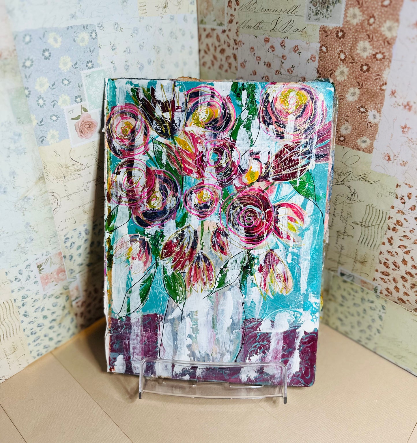 Claudia Heyer Mixed Media Art: Floral Vase Collection