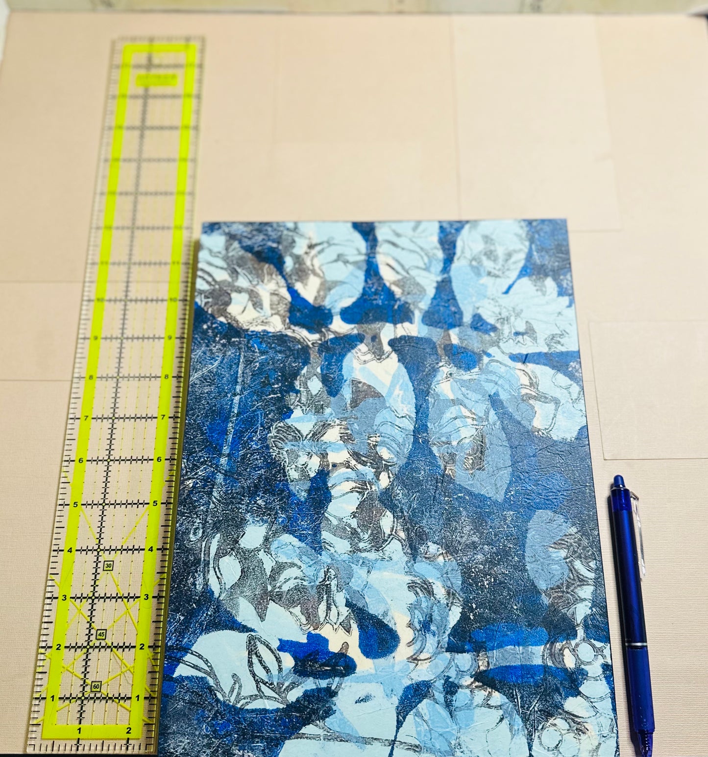 Claudia Heyer Original Mixed Media Abstract Botanical Gelli-Print Painting