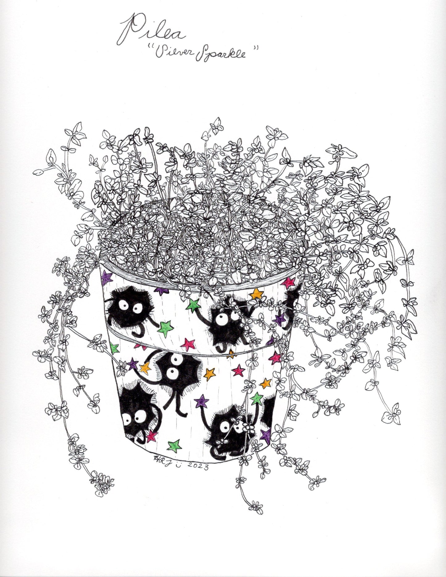 Digital Download: Pilea Silver Sparkle in a Pot Illustration