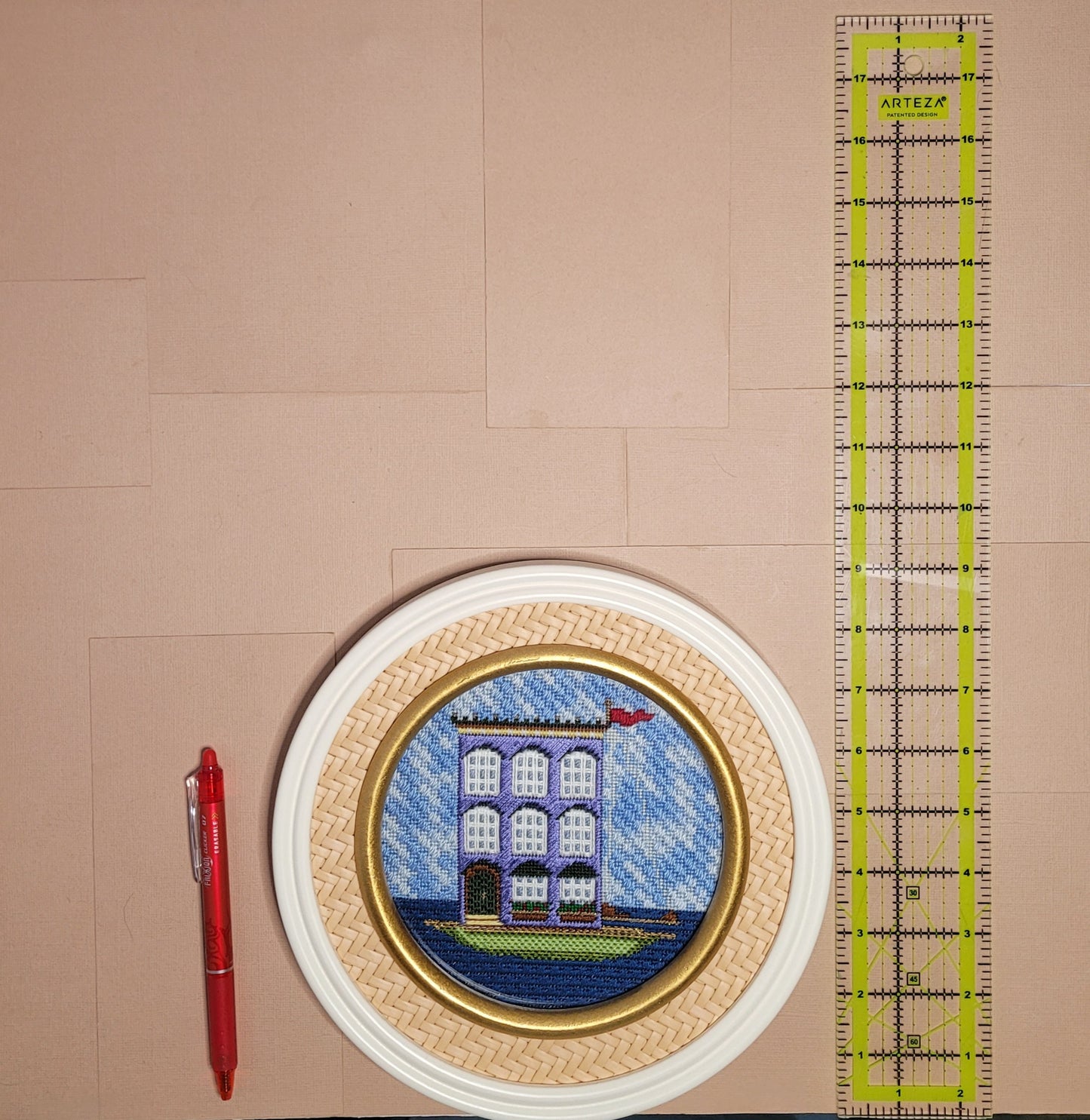 The Plum Stitchery Purple Houseboat Needlepoint Frame