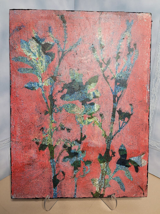 Claudia Heyer Original Mixed Media Abstract Botanical Gelli-Painting