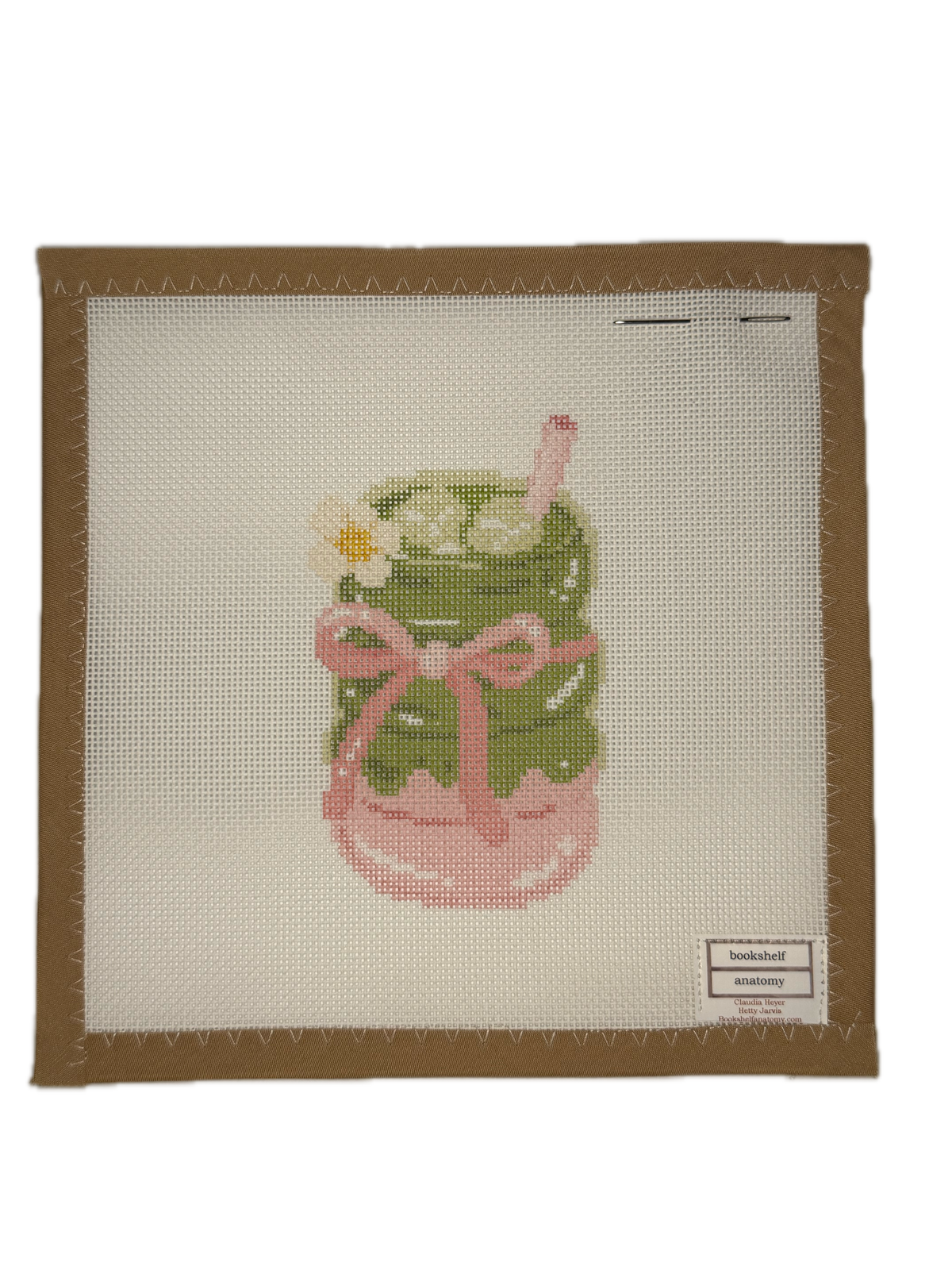 Matcha latte needlepoint canvas