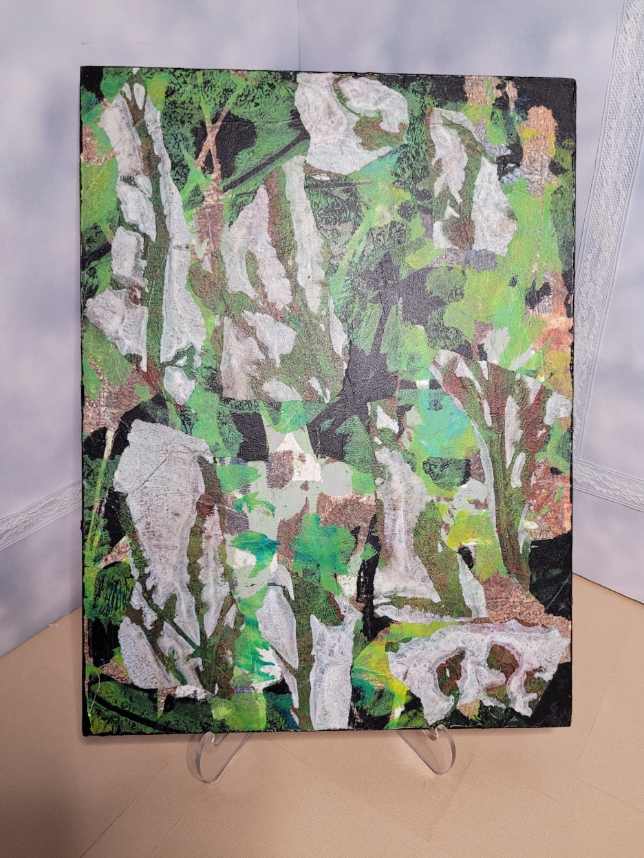 Claudia Heyer Original Mixed Media Abstract Botanical Gelli-Painting