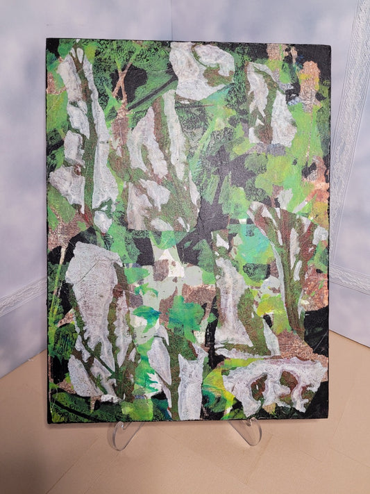Claudia Heyer Original Mixed Media Abstract Botanical Gelli-Painting