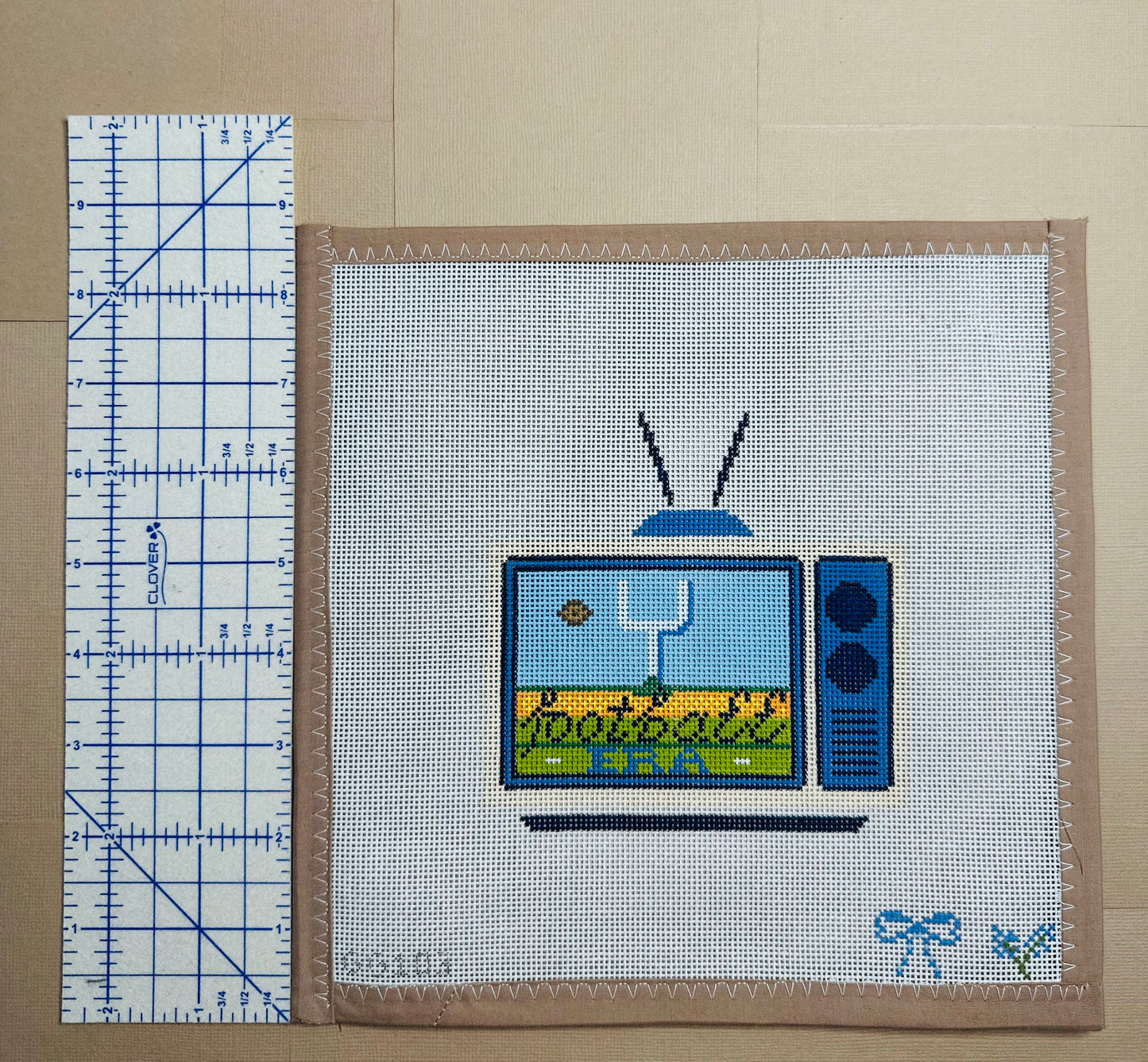 Retro TV Football Era - Gingham Stitchery
