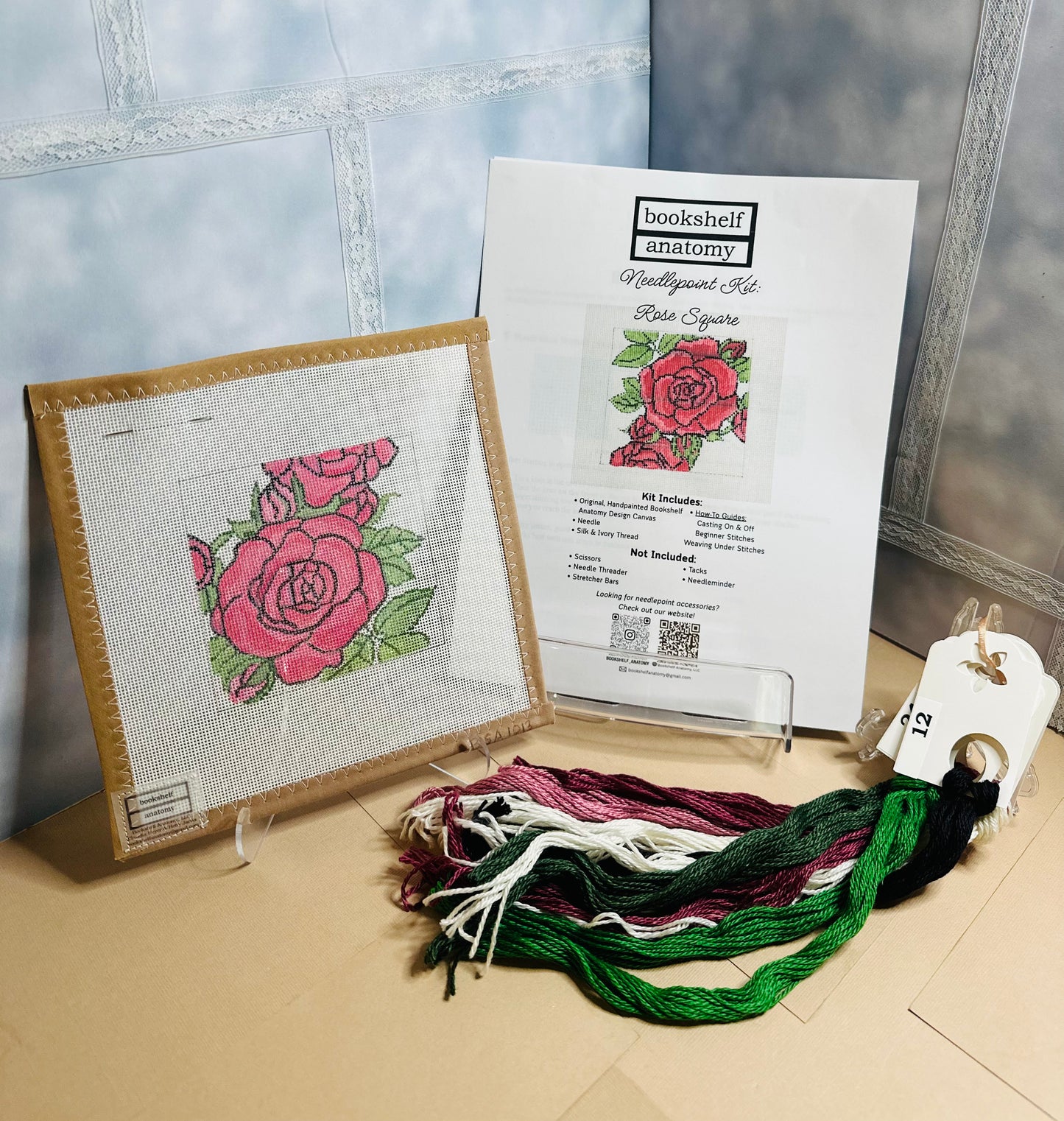 Bookshelf Anatomy Designs Needlepoint Kits