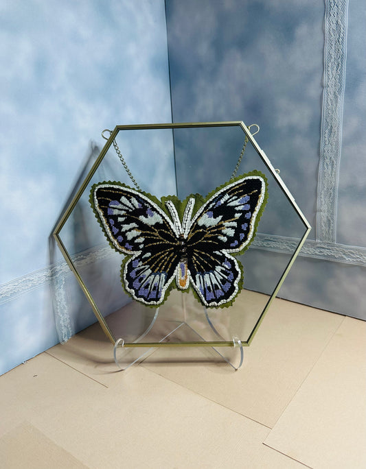 Hexagon Butterfly Needlepoint Frame