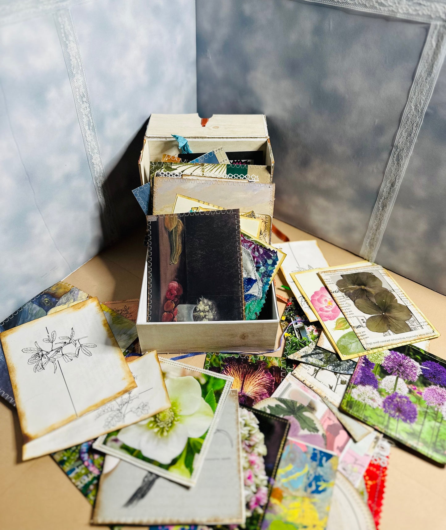 Junk Journaling Tags, Pocket Fronts and Mini-Booklet Bundle with Gift Box
