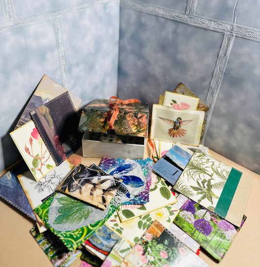 Junk Journaling Tags, Pocket Fronts and Mini-Booklet Bundle with Gift Box