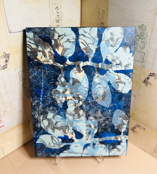 Claudia Heyer Original Mixed Media Abstract Botanical Gelli-Print Painting