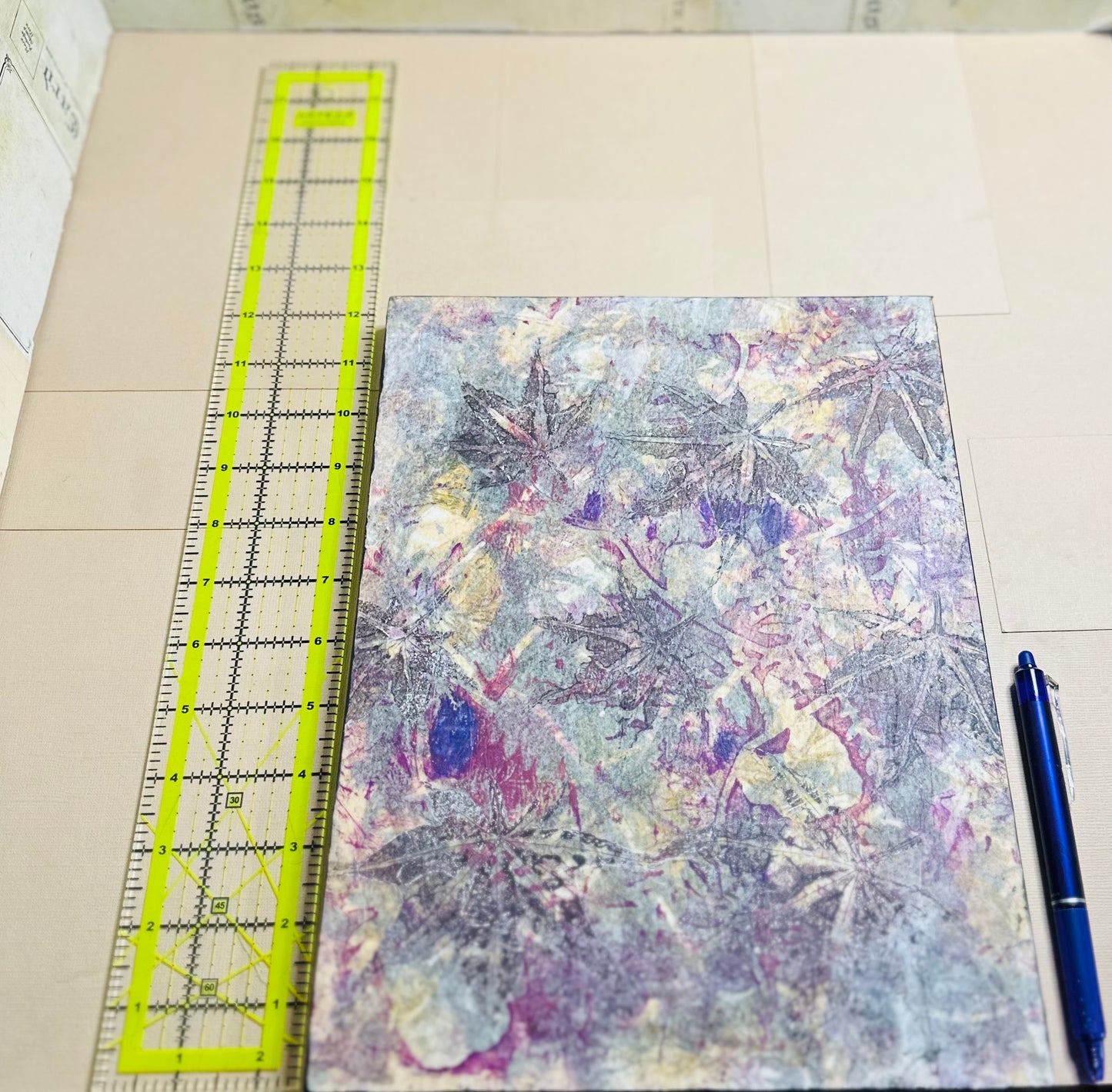 Claudia Heyer Original Mixed Media Abstract Botanical Gelli-Print Painting