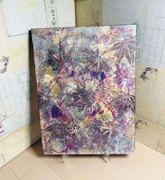 Claudia Heyer Original Mixed Media Abstract Botanical Gelli-Print Painting