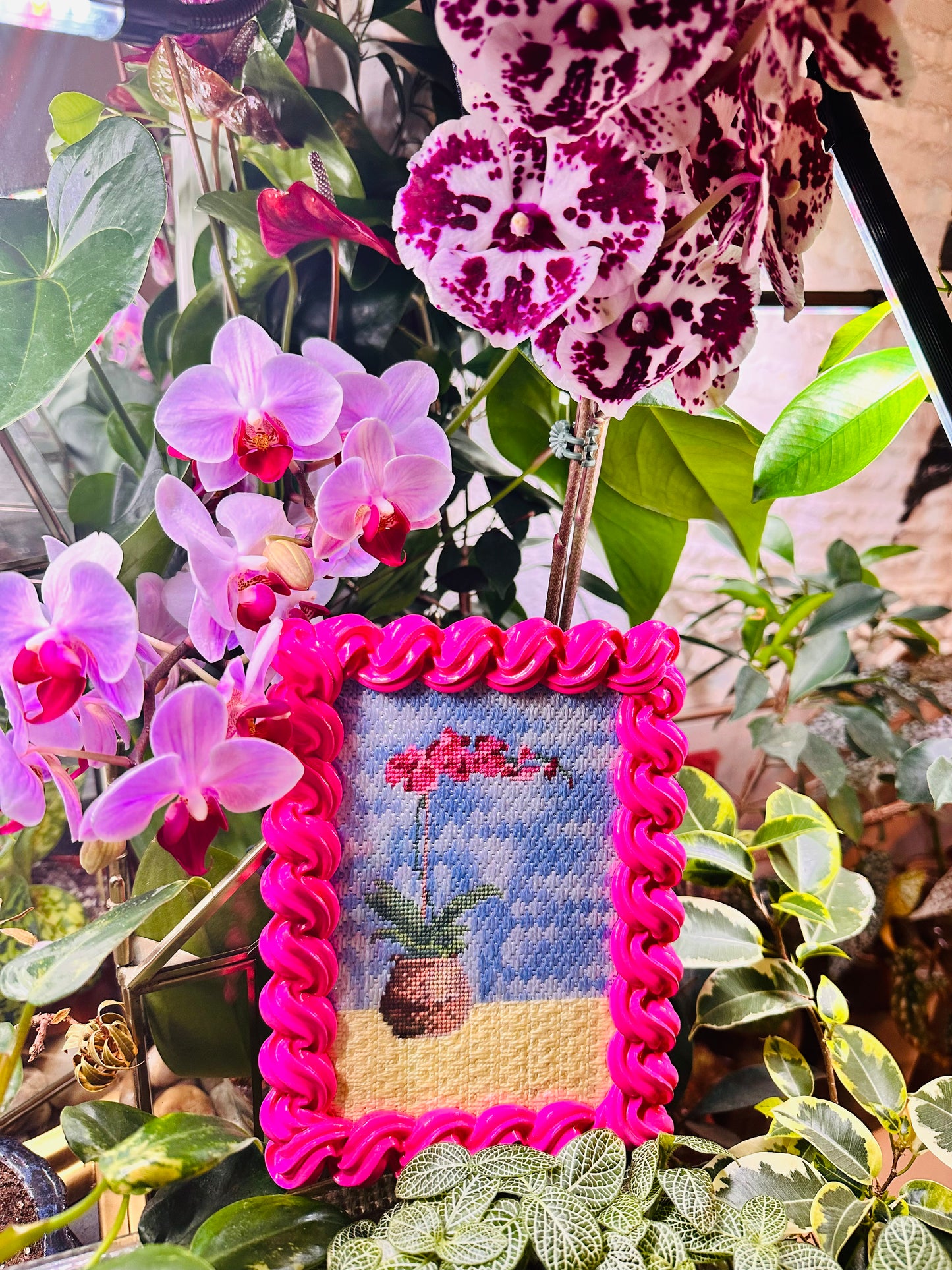 Bad Bitch Orchid Needlepoint Frame