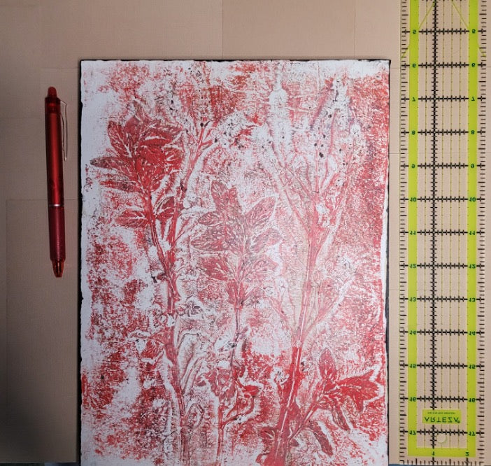 Claudia Heyer Original Mixed Media Abstract Botanical Gelli-Painting