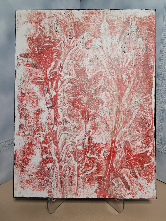 Claudia Heyer Original Mixed Media Abstract Botanical Gelli-Painting
