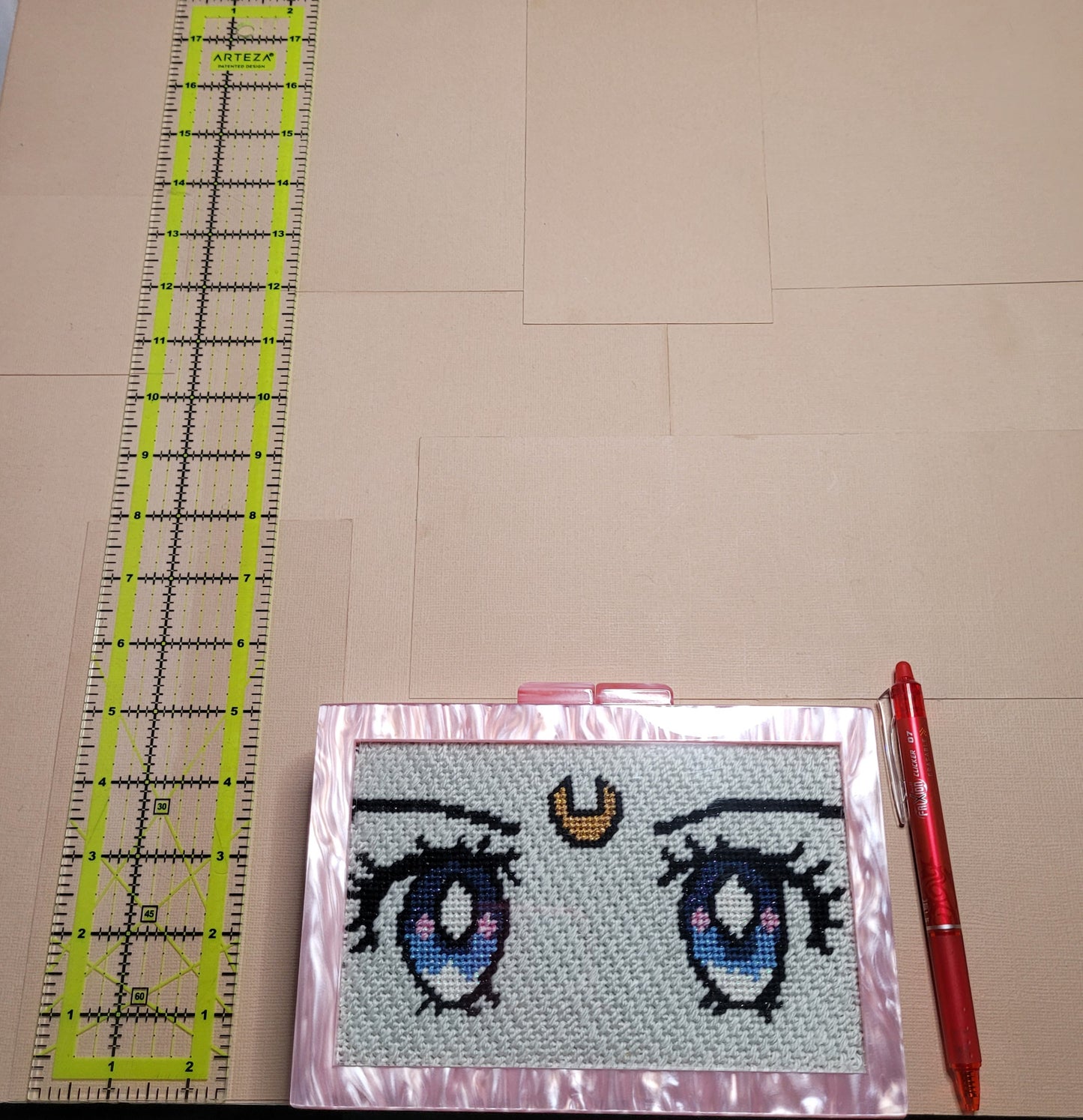 Postcard Row Anime Eyes Needlepoint Acrylic Clutch