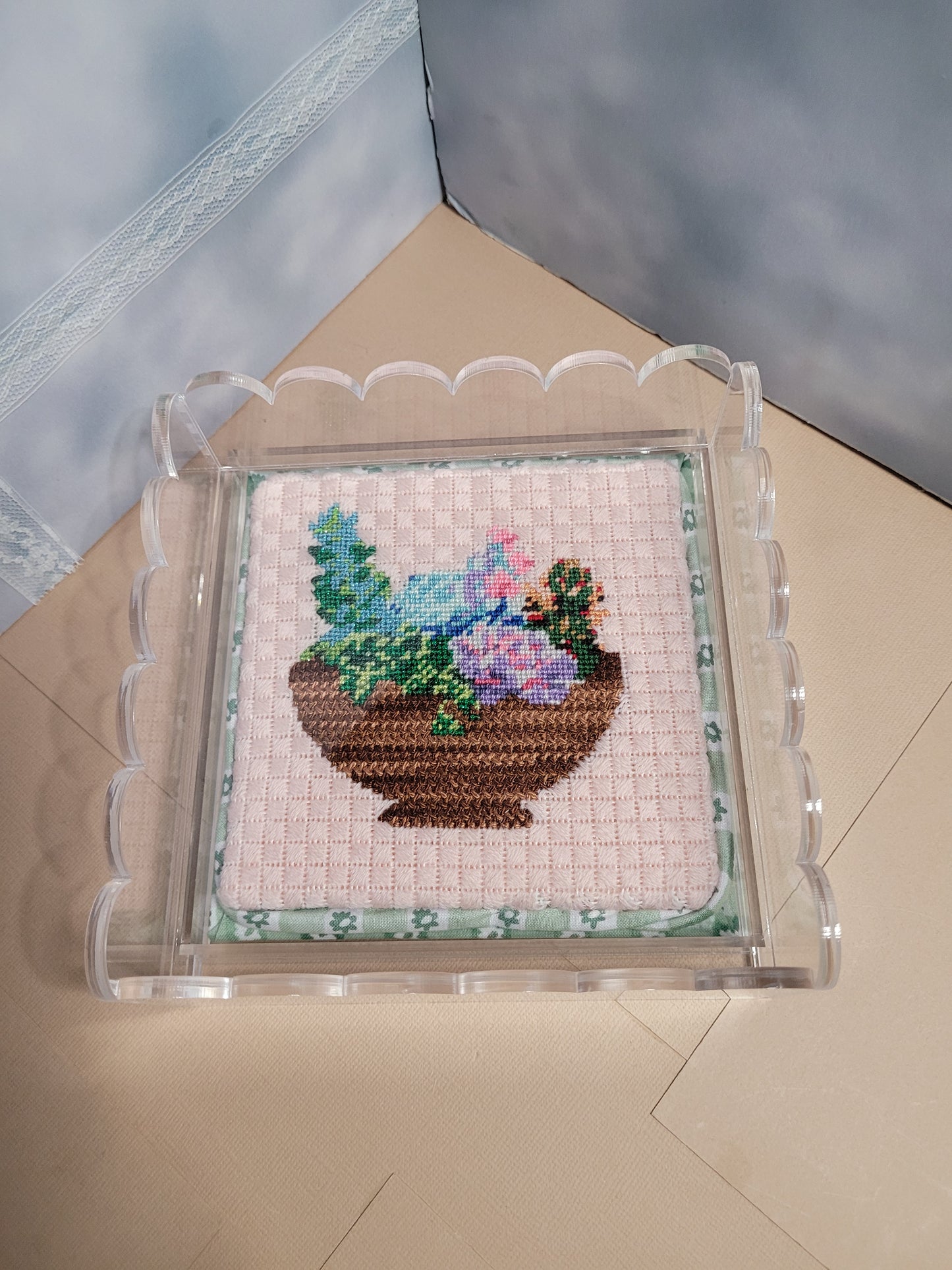 Bad Bitch Needlepoint Succulent Acrylic Needlepoint Tray