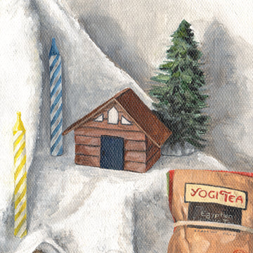 By the Snowy Mountain and Icy Lake Oil Painting