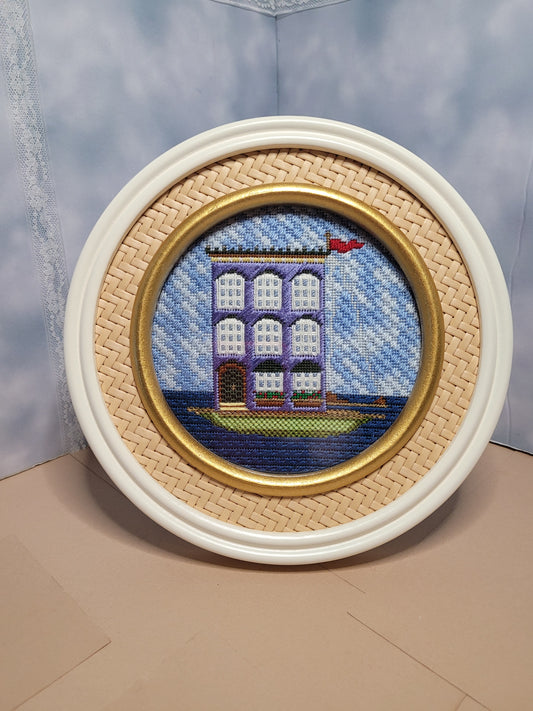 The Plum Stitchery Purple Houseboat Needlepoint Frame
