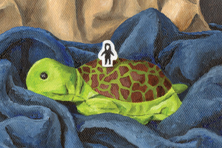 Riding a Turtle Under a Starry Sky Oil Painting
